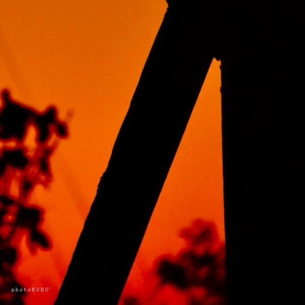 No, this is a photo of ruins with the sunset in the background.