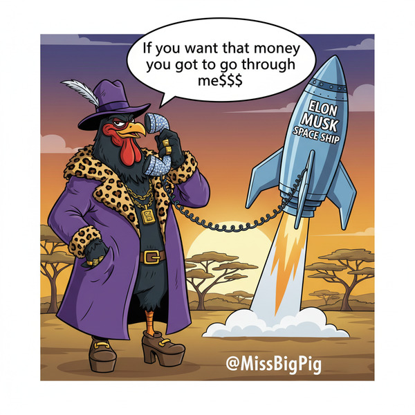 !nb savanna the big black cartoon cock dressed as a pimp calls elon musk space ship and say “If you…