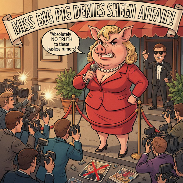 Miss Big Pig continues to deny all rumors of an affair with Charlie Sheen. !nb