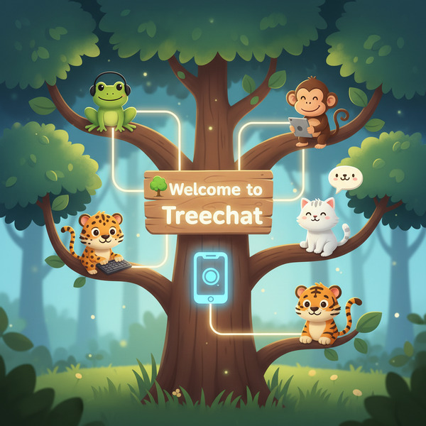 Welcome to Treechat 🌳 📱 🐸 🐵 😸 🐯 !nb