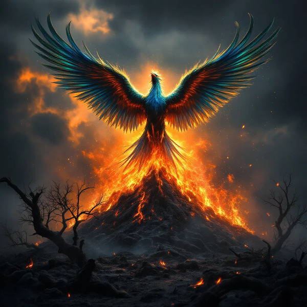 !flux11 generate image of a Phoenix rising from the ashes.