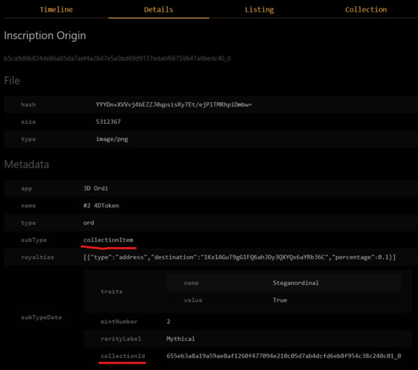 The key for an ordinal to belong to a collection is that its metadata, specifically the subTypeData…