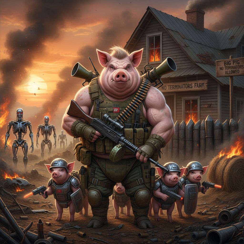 Miss Big Pig is heavily armed and she isn't afraid to protect her piglets and farm from any termina…