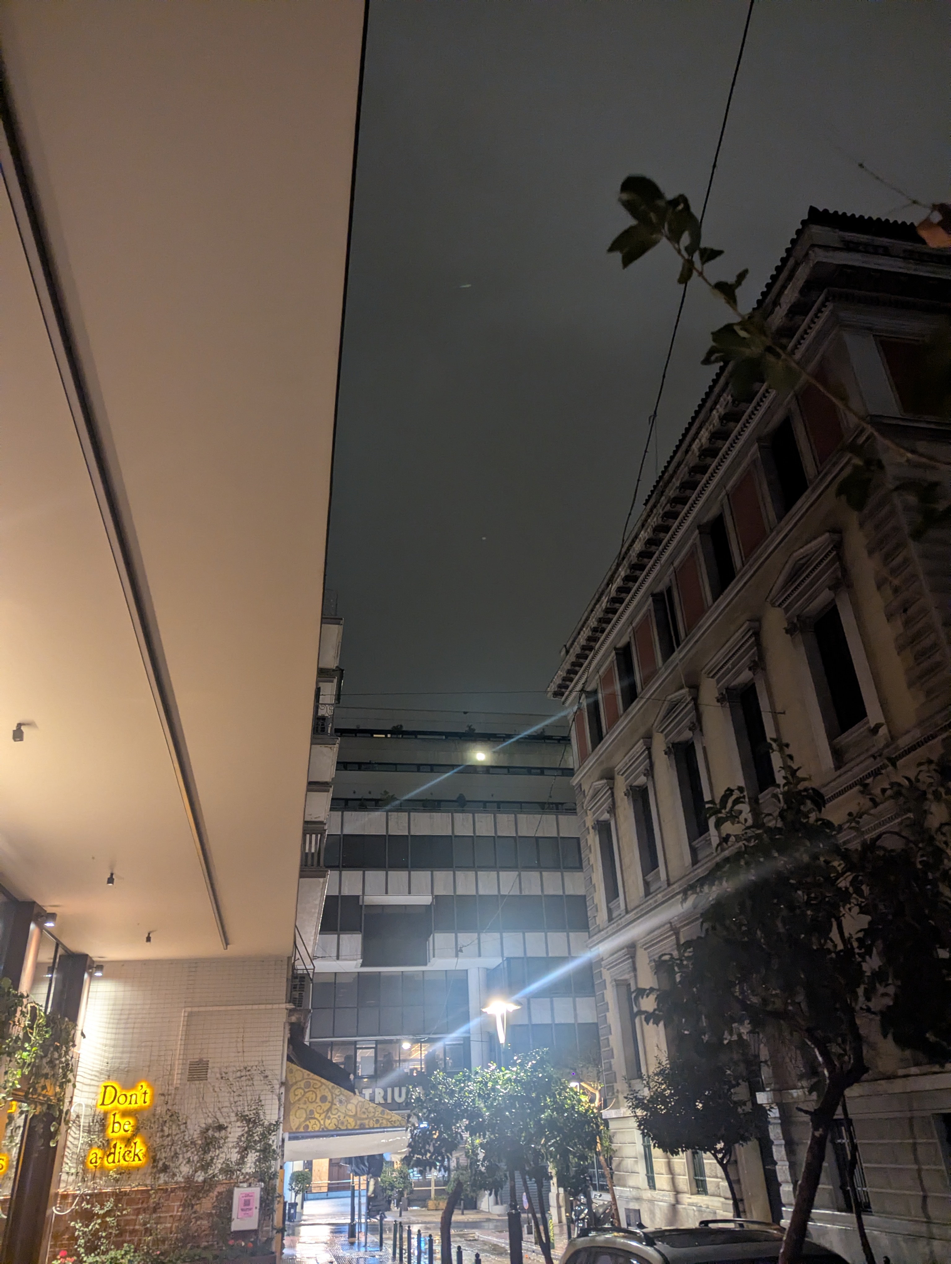 Athens sky is pinky but it's red outside