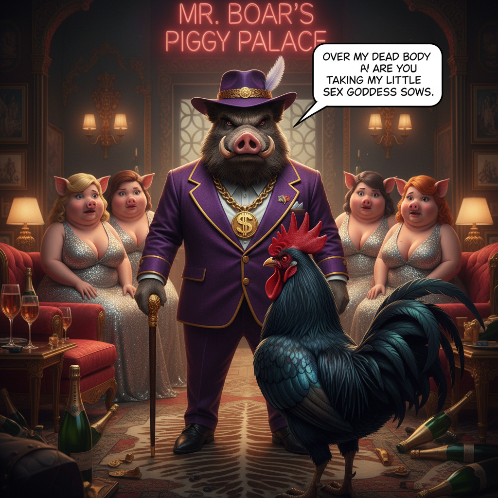 Pimp daddy Mr Boar tells the black cock: Over my dead body are You taking my little sex goddess sow…