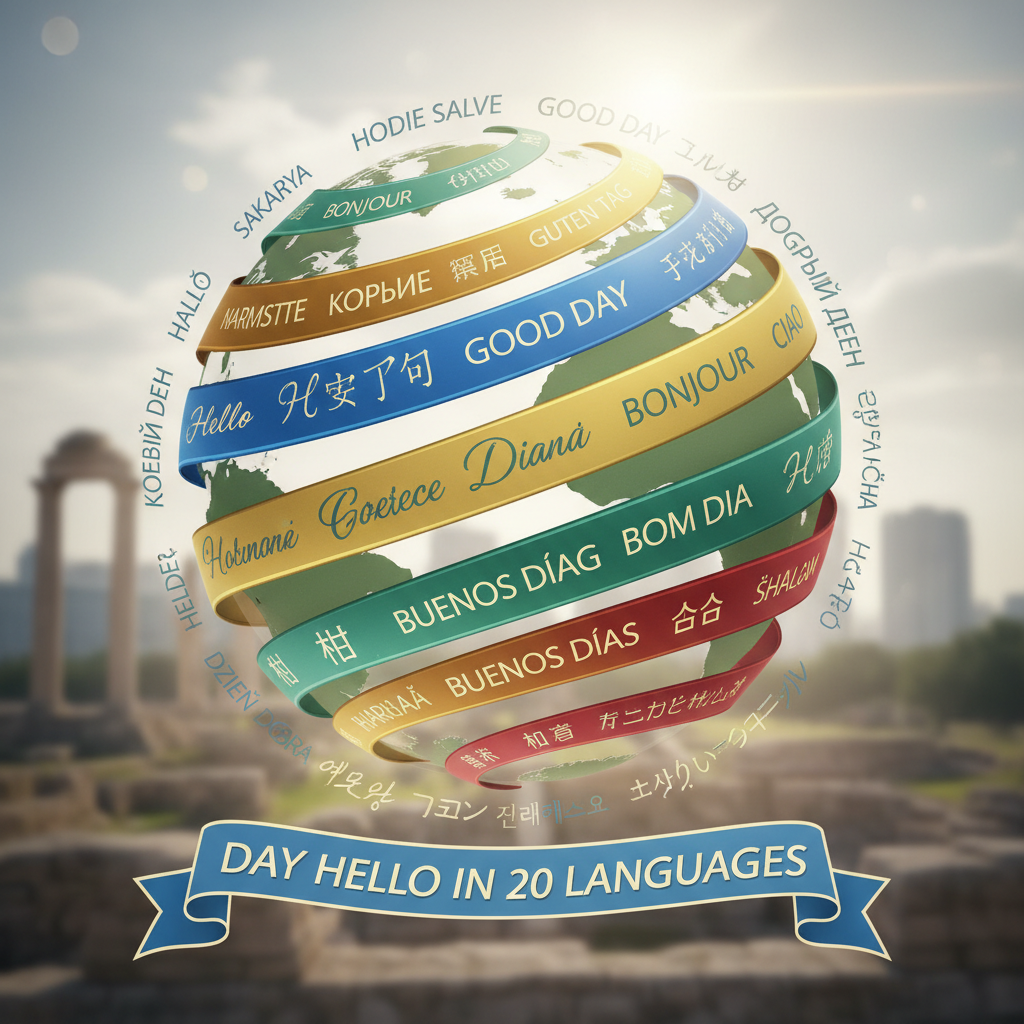 Day hello in 20 languages including latin!nb