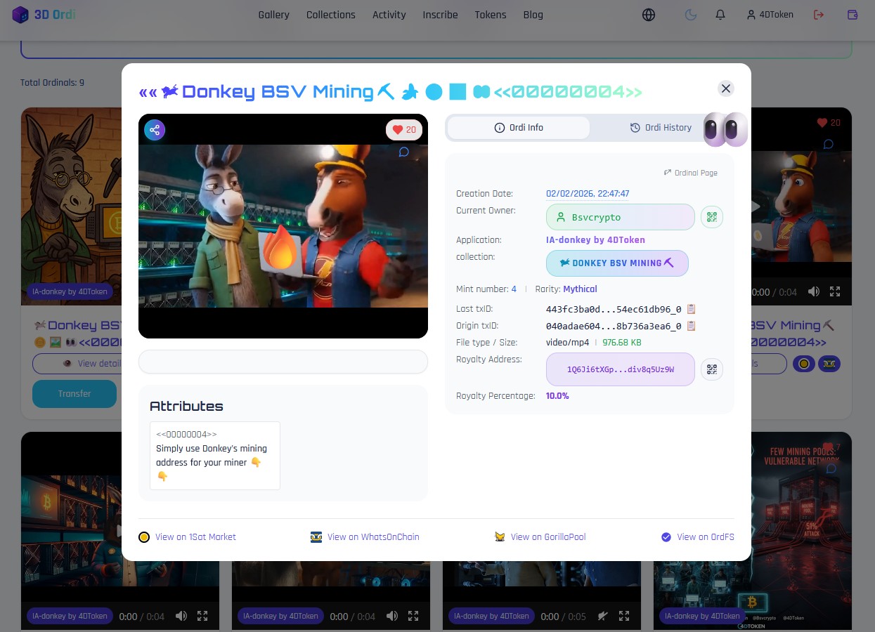 Support Donkey in BSV mining and receive IAAI-donkey NFTs! 🤪😂

Block: #939442 ⛏️🫏 
The very first re…