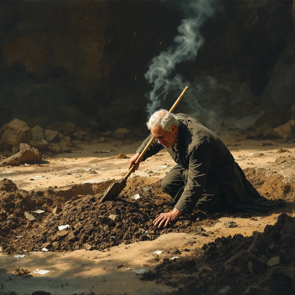 !flux11 create image of a conservative digging up the corpse of the Republic during a moonlit night…