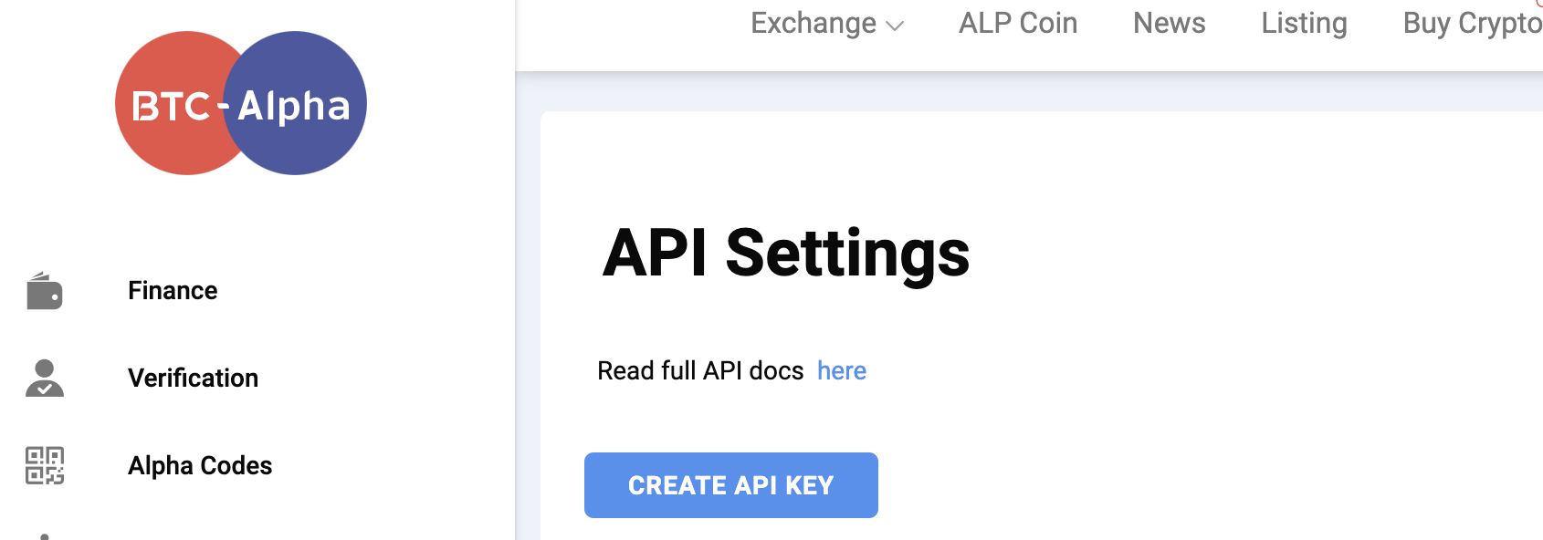 Select Create API Key