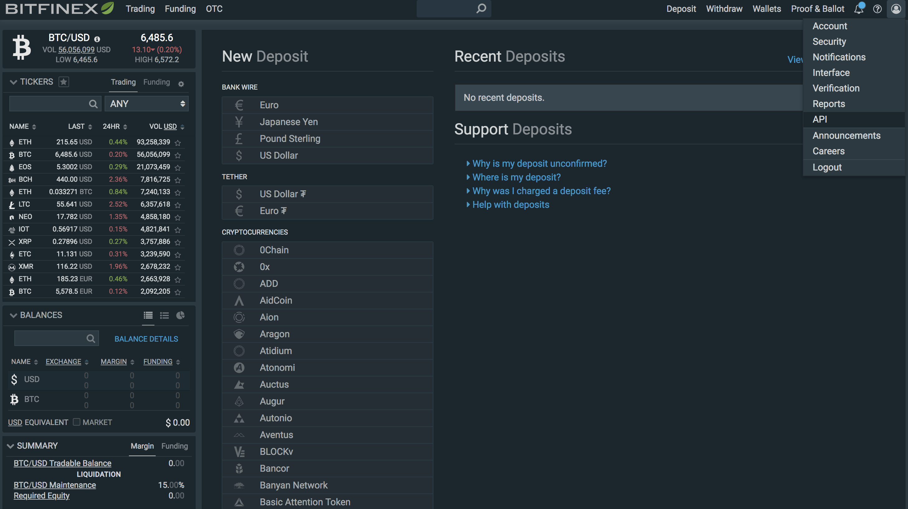 Go to the API section under your Bitfinex main dashboard at the top right.