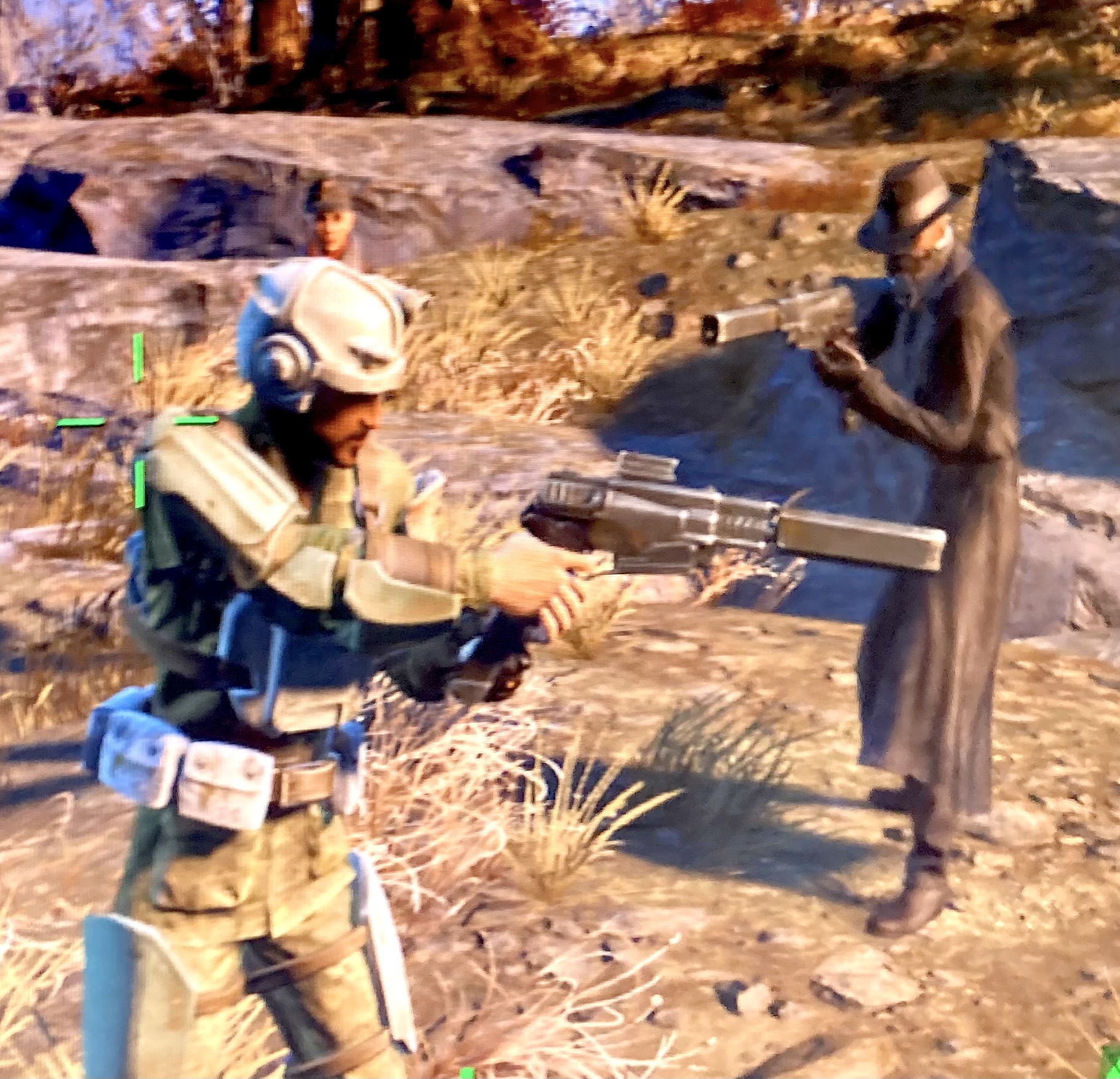 Still grinding Fallout 4 (offline) with my Frank Zappa character & his partner Hancock