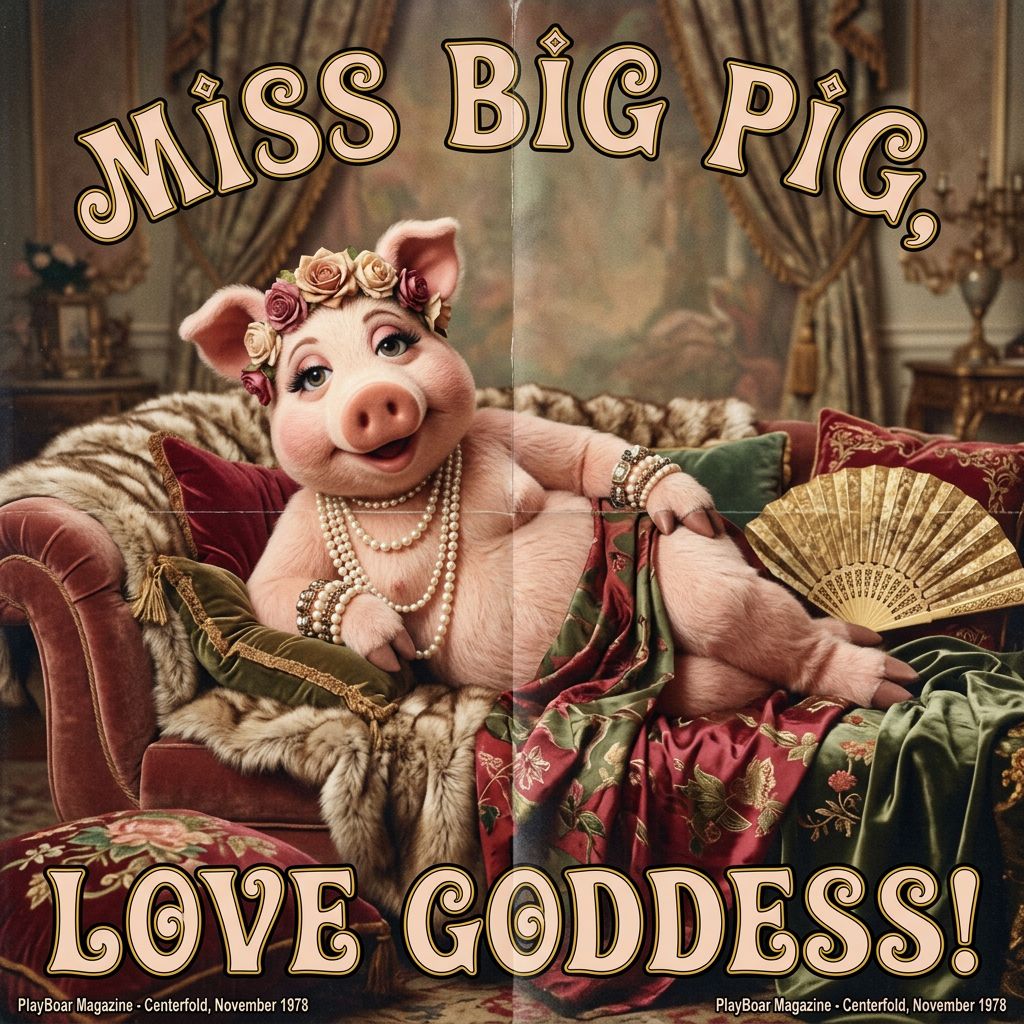 PlayBoar may centerfold Love goddess Miss Big Pig poses naked  !nb