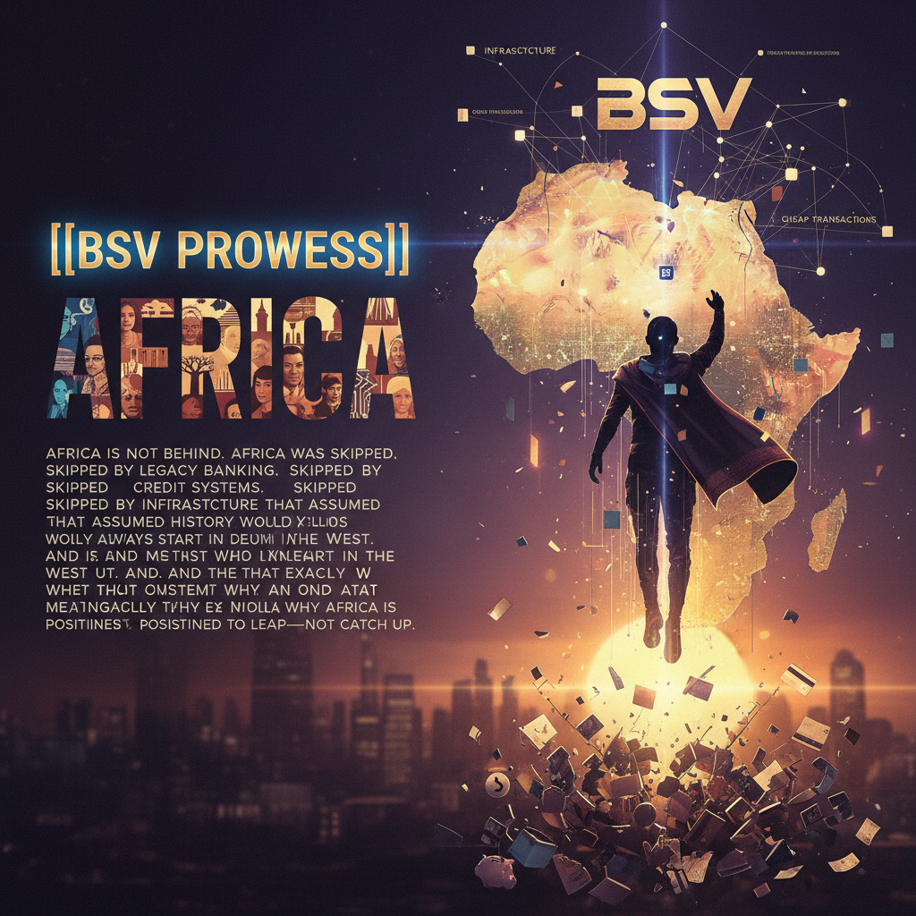 [[BSV PROWESS]]

BSV: AFRICA
Africa is not behind.
Africa was skipped.
Skipped by legacy banking.
S…