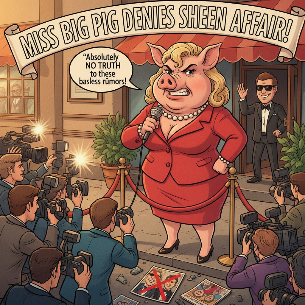 Miss Big Pig continues to deny all rumors of an affair with Charlie Sheen. !nb