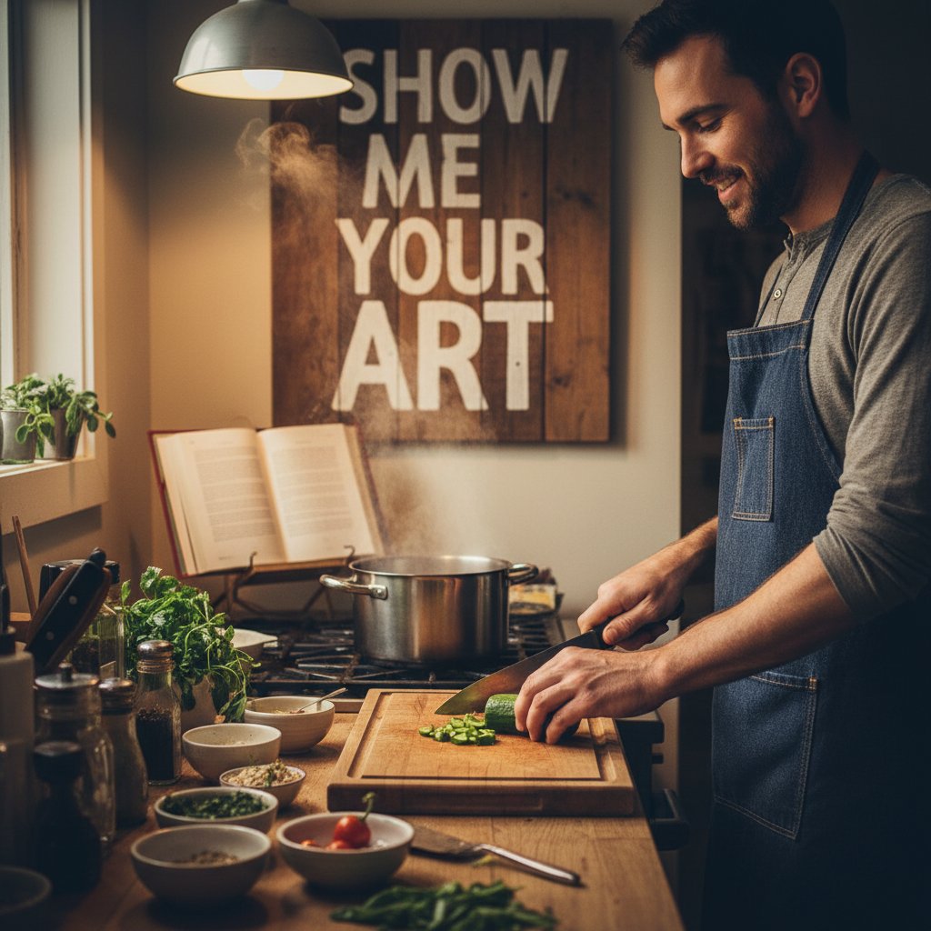 Cooking dinner 🔪 
" SHOW ME YOUR ART"
!nb