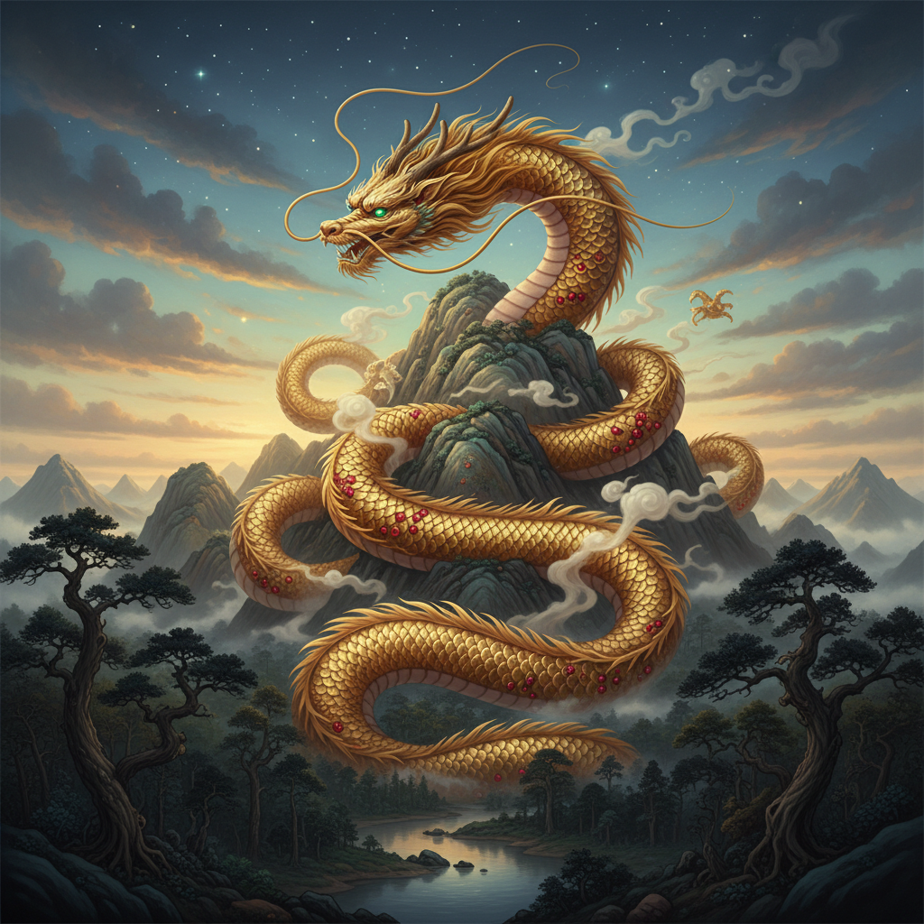 Make the curve like a mountain and replace the yellow line like a gold dragon !nb