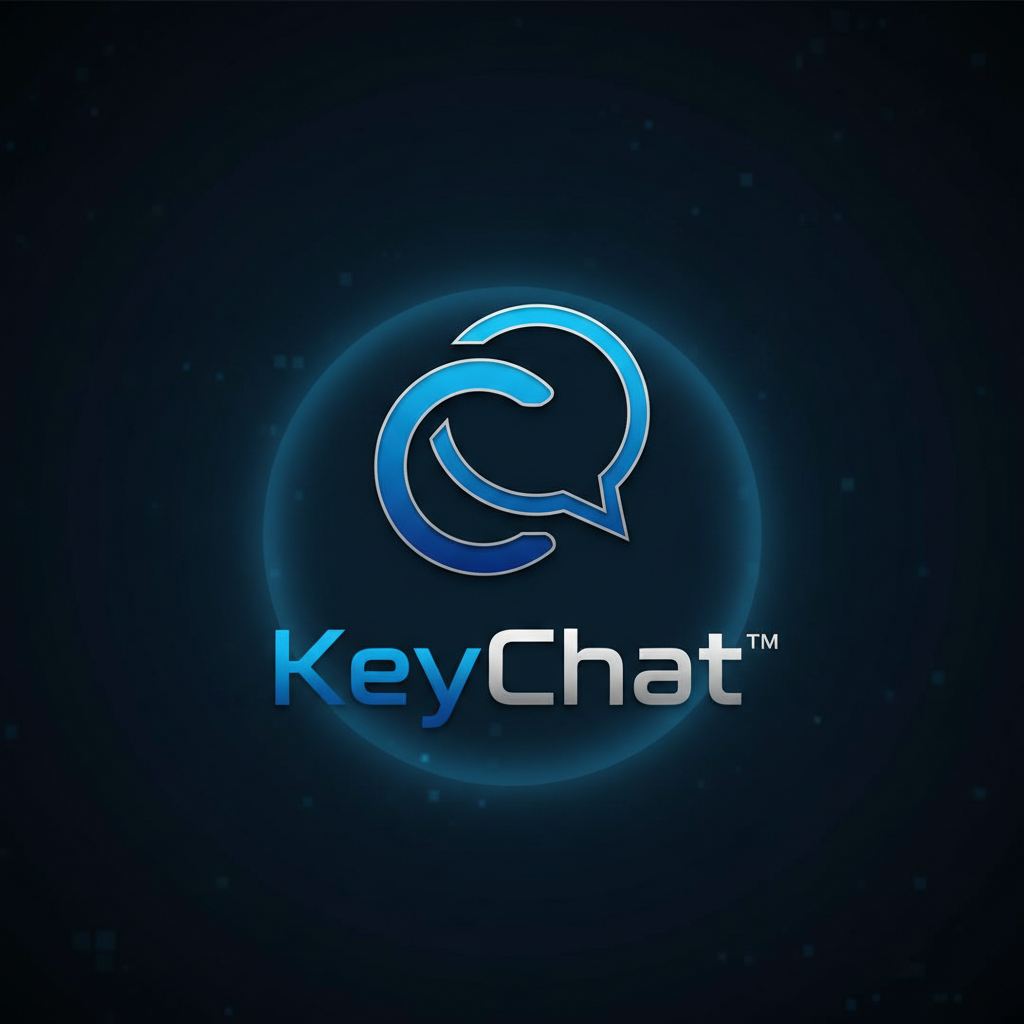 I making a logo for new sovereign p2p messaging app. It's called KeyChat and the logo in text and E…