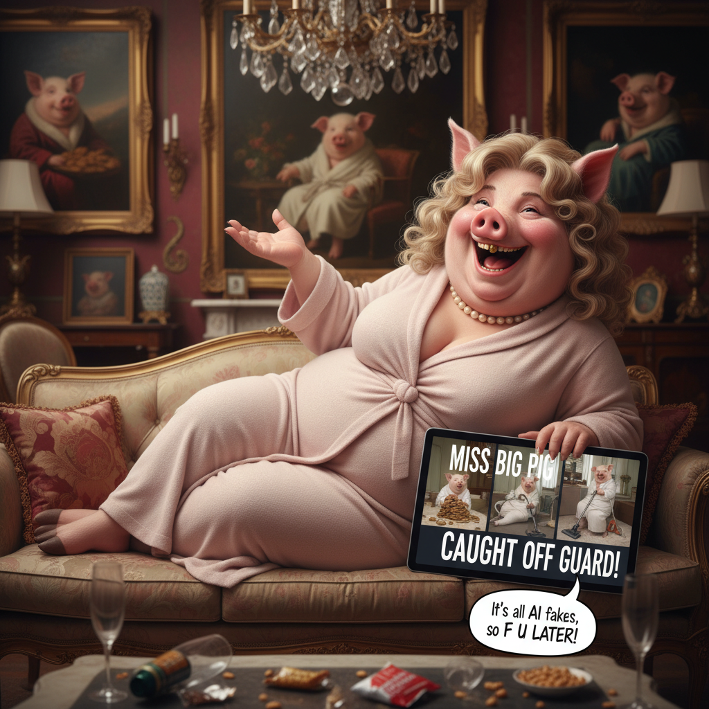 Miss Big Pig laughs the new release of paparazzi pic expose of her at home. She tells them it'sall …