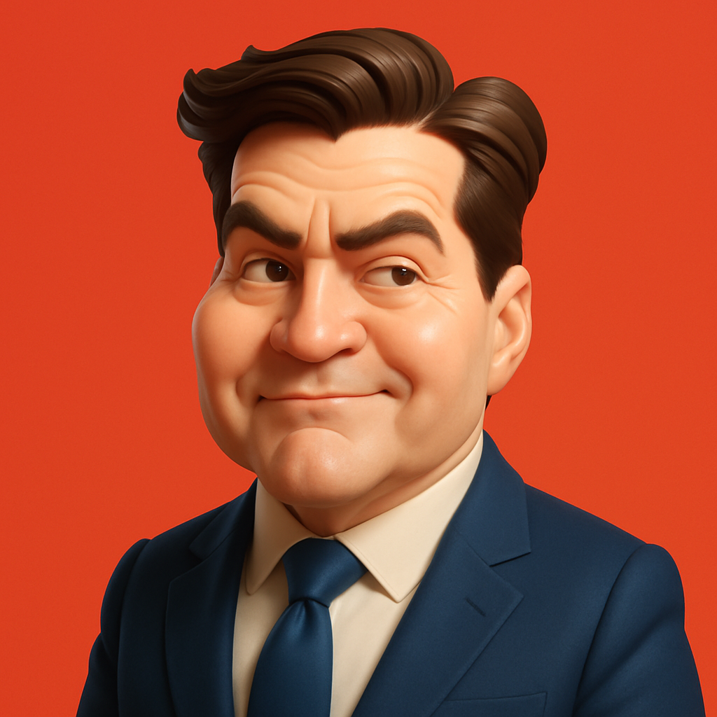 !gpt4o A highly stylized 3D caricature of Craig S Wright, with an oversized head, expressive facial…