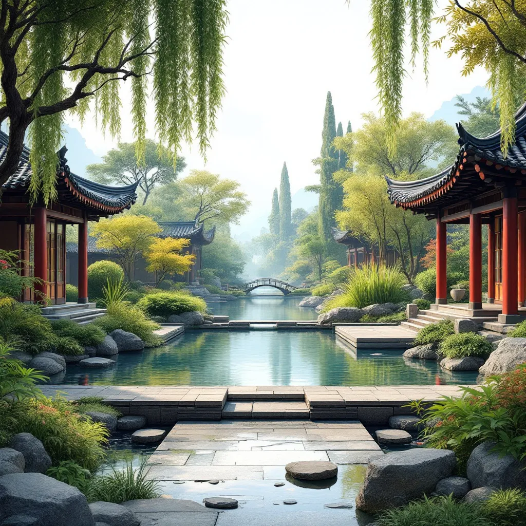 Chinese Garden Design:
Yin-Yang philosophy - solid pavilions and liquid water features
5,100-year-o…