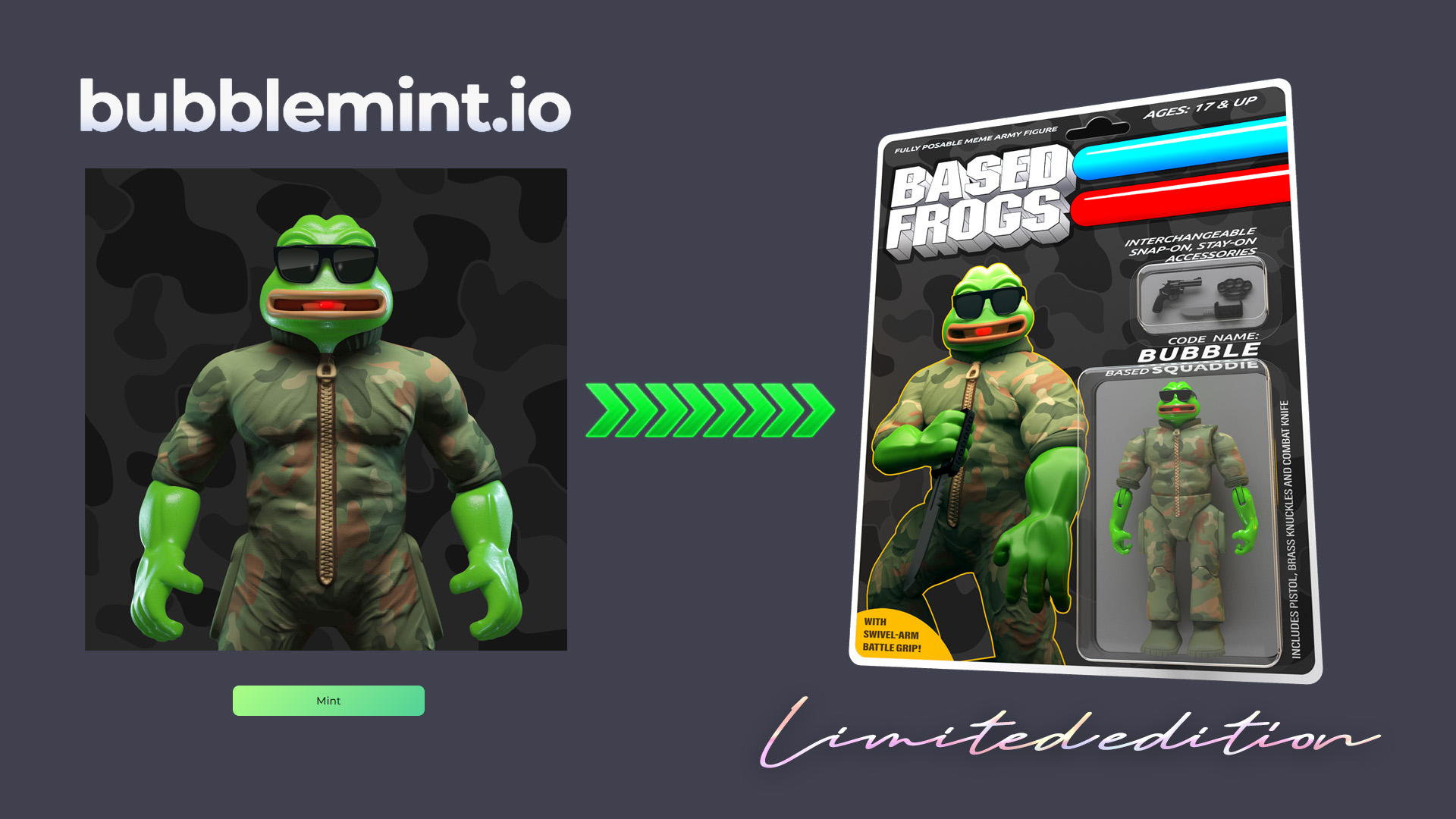 Treechat exclusive promo!

1.
Mint a Based Frog at
https://www.bubblemint.io/mint/based-frogs 

2.
…
