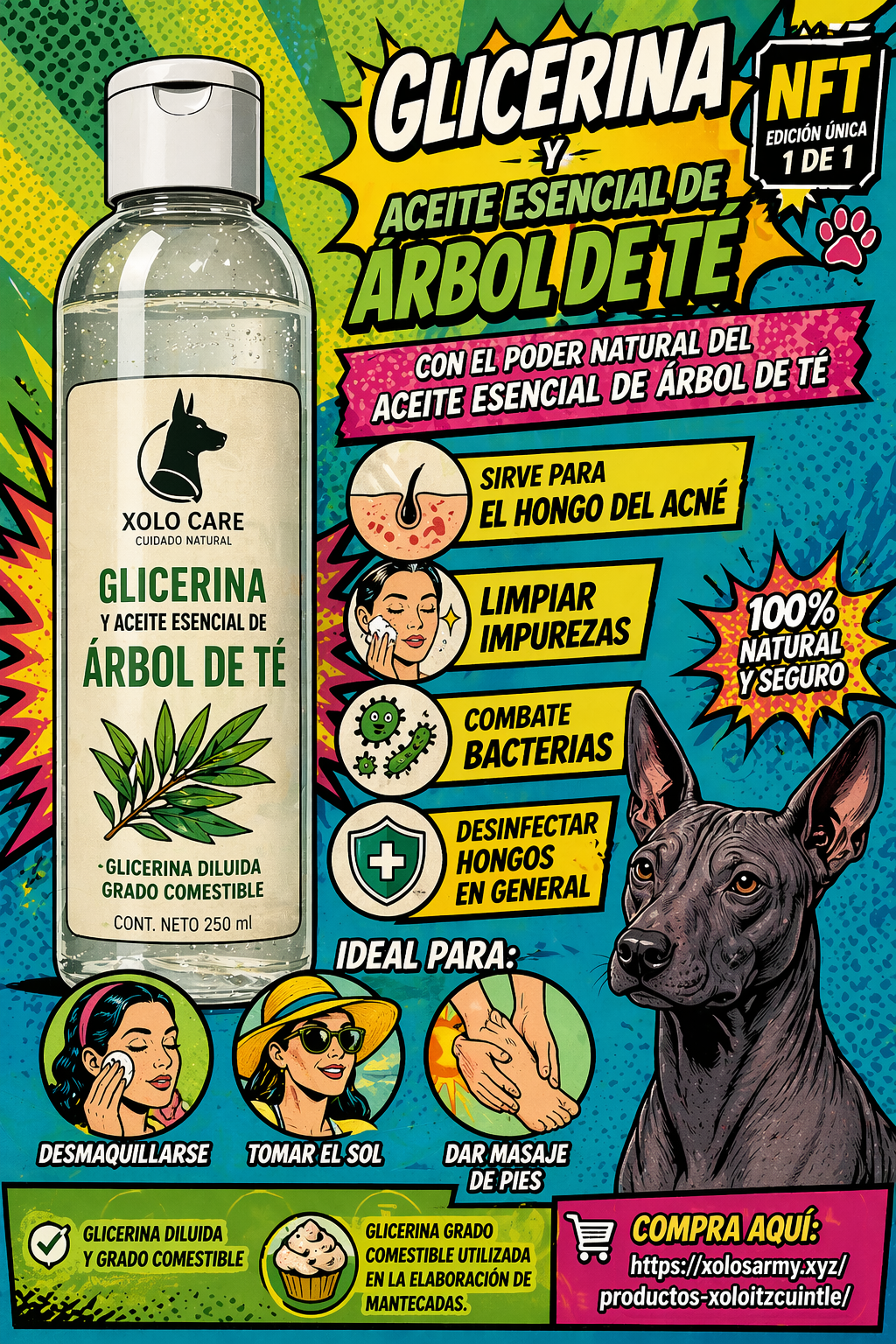 🧴🌿 Poder natural para tu piel y tu xoloitzcuintle 🌿🐾
Glicerina diluida grado comestible + aceite es…