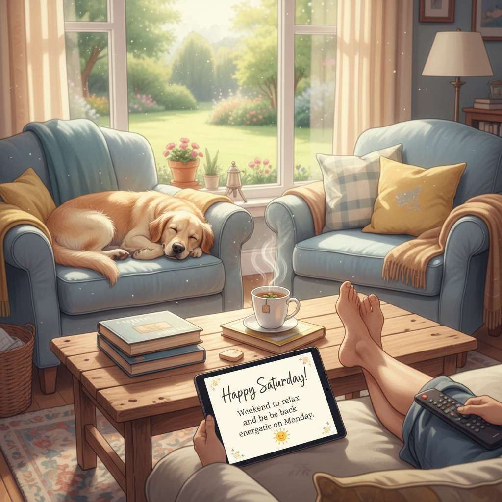 !nb Happy Saturday! Weekend to relax and be back energetic on Monday.